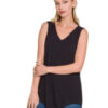 XL Black Luxe Rayon Sleeveless V-Neck Hi-Low Hem AT-5540AB